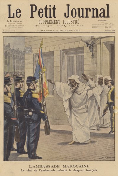 El jefe de la embajada marroquí en Francia saludando la bandera francesa de French School